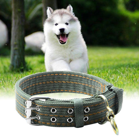 Adjustable Dog Collars for Small Large Dogs Army Green Canvas Nylon Puppy Collar Pet Dog Training Product