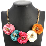 MINHIN Brilliant Weave Flower Decoration Choker Necklace For Women Hot Sale Rhinestone Wedding Jewelry Rope Necklace Collares