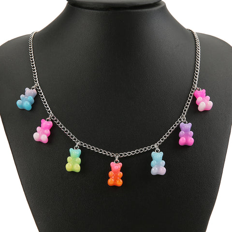 1PC Cute  Multicolor Resin gummy bear necklace for children Birthday Gift Woman Jewelry