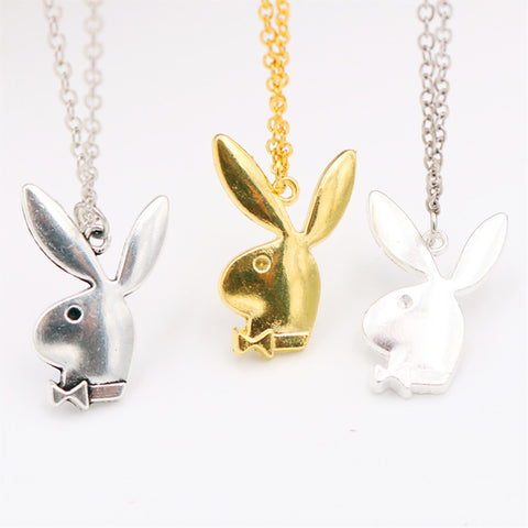 Cute Three-color Rabbit Necklace,  Rabbit Pendant, Rabbit Gentleman Charm, DIY Jewelry, Friend's Gift, Tibetan Silver A1715 1pcs