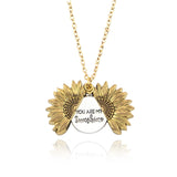 2019 New Arrival You Are My Sunshine Necklace Alloy Customized Open Locket Sunflower Pendant Necklace Women Gift Dropshipping