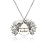 2019 New Arrival You Are My Sunshine Necklace Alloy Customized Open Locket Sunflower Pendant Necklace Women Gift Dropshipping