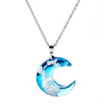Chic Transparent Resin Rould Ball Moon Pendant Necklace Women Blue Sky White Cloud Chain Necklace Fashion Jewelry