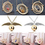 Retro Triangle Round Sweater Chain Necklace Jewelry Movie Harri Pot Time Hourglass Turner Magic School Badge Pendant for Fans