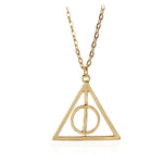 Retro Triangle Round Sweater Chain Necklace Jewelry Movie Harri Pot Time Hourglass Turner Magic School Badge Pendant for Fans