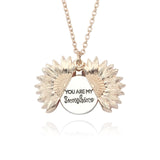 2019 New Arrival You Are My Sunshine Necklace Alloy Customized Open Locket Sunflower Pendant Necklace Women Gift Dropshipping
