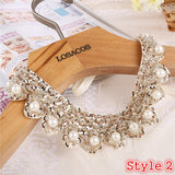 Hot sell Fashion women crystal multicolor flowers beads gold chain Ribbon Fake collar Choker Necklaces 12 Styles U choose