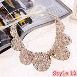 Hot sell Fashion women crystal multicolor flowers beads gold chain Ribbon Fake collar Choker Necklaces 12 Styles U choose