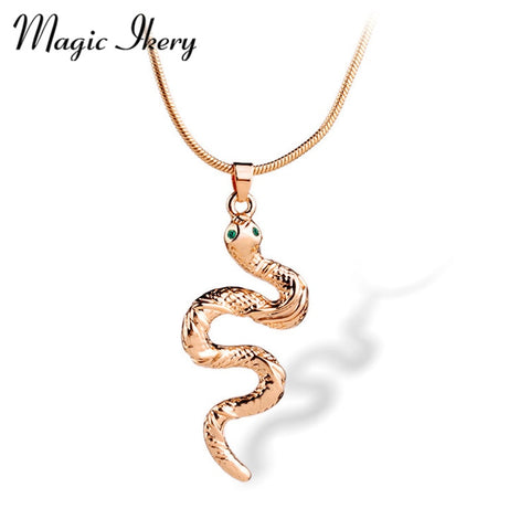 Magic Ikery Gold Color Snake Necklace 2016 Hot Selling Animal Pendants Necklace Fashion Jewelry for Women Party MKY2216