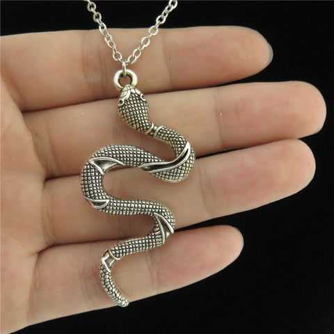 GLOWCAT Q16A48 Silver Alloy Women Men Jewelry Animal  Snake Viper Cobra Pendant Short Chain Collar Necklace 18"