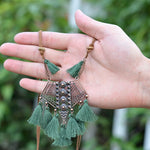 DIEZI Bohemian Geometry Wool Tassels Pendant Necklace 7 Colors Pink Ethnic Sweater Chain Fringed Chokers Necklace Jewelry