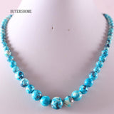 Free Shipping Natural Stones Round Beads Blue Sandstone Crystal Malachite Quartz Azurite Howlite Onyx Necklace 18" 1Pcs