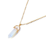 Hot sale Hexagonal Column Quartz Necklaces Pendants Fashion Natural Stone Bullet Pink Crystal Pendant Necklace For Women Jewelry