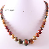 Free Shipping Natural Stones Round Beads Blue Sandstone Crystal Malachite Quartz Azurite Howlite Onyx Necklace 18" 1Pcs