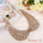 Hot sell Fashion women crystal multicolor flowers beads gold chain Ribbon Fake collar Choker Necklaces 12 Styles U choose