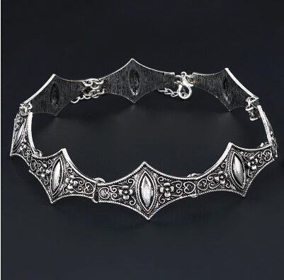 Hesiod Antique Silver Alloy Short Chokers Necklaces Vintage Metal Charm Clavicle Necklace for Women Retro Necklaces & Pendants