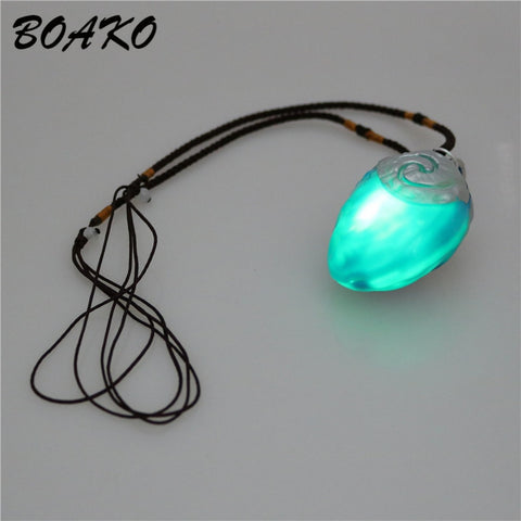BOAKO Moana Necklace LED Music Sound Ocean Romance Rope Chain Necklaces Blue Stone Te Fiti Heart Pendants Necklace collar mujer