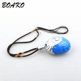BOAKO Moana Necklace LED Music Sound Ocean Romance Rope Chain Necklaces Blue Stone Te Fiti Heart Pendants Necklace collar mujer
