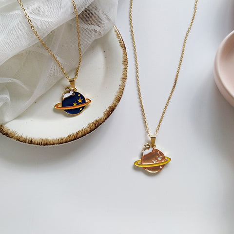 Timlee N113 Cute Rabbit Dream Planet Necklace Earth Star Pendant Metal Necklace Clavicle Necklaces Fashion Jewelry Wholesale