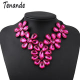 Tenande Maxi Big Statement Flowers Crystal Necklaces Pendants for Women Simple Style Black Rope Chain Party Jewelry Gifts Femme