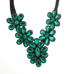 Tenande Maxi Big Statement Flowers Crystal Necklaces Pendants for Women Simple Style Black Rope Chain Party Jewelry Gifts Femme