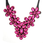 Tenande Maxi Big Statement Flowers Crystal Necklaces Pendants for Women Simple Style Black Rope Chain Party Jewelry Gifts Femme