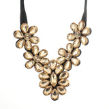 Tenande Maxi Big Statement Flowers Crystal Necklaces Pendants for Women Simple Style Black Rope Chain Party Jewelry Gifts Femme