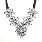 Tenande Maxi Big Statement Flowers Crystal Necklaces Pendants for Women Simple Style Black Rope Chain Party Jewelry Gifts Femme