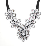 Tenande Maxi Big Statement Flowers Crystal Necklaces Pendants for Women Simple Style Black Rope Chain Party Jewelry Gifts Femme