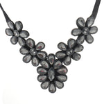 Tenande Maxi Big Statement Flowers Crystal Necklaces Pendants for Women Simple Style Black Rope Chain Party Jewelry Gifts Femme