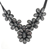 Tenande Maxi Big Statement Flowers Crystal Necklaces Pendants for Women Simple Style Black Rope Chain Party Jewelry Gifts Femme