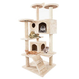Cat Luxury Furniture 36-80 Inches Pet Cat Tree Tower Climbing Shelf Cat Apartment Game Habitat Cat Tower Condo Toy