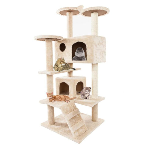 Cat Luxury Furniture 36-80 Inches Pet Cat Tree Tower Climbing Shelf Cat Apartment Game Habitat Cat Tower Condo Toy