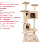 Cat Luxury Furniture 36-80 Inches Pet Cat Tree Tower Climbing Shelf Cat Apartment Game Habitat Cat Tower Condo Toy