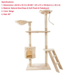Cat Luxury Furniture 36-80 Inches Pet Cat Tree Tower Climbing Shelf Cat Apartment Game Habitat Cat Tower Condo Toy