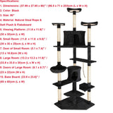 Cat Luxury Furniture 36-80 Inches Pet Cat Tree Tower Climbing Shelf Cat Apartment Game Habitat Cat Tower Condo Toy