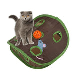 Funny Foldable Pet Tunnel Pet Cat Mice Intelligence Play Toys Bell Tent With 9 Holes Cat Play Tunnel Interactive Toys Ball Bells