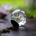 Dandelion Wishing Necklace Real Dandelion Seeds In Clear Crystal Ball Pendant Necklace Handmade Gift for Her