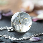 Dandelion Wishing Necklace Real Dandelion Seeds In Clear Crystal Ball Pendant Necklace Handmade Gift for Her