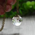 Dandelion Wishing Necklace Real Dandelion Seeds In Clear Crystal Ball Pendant Necklace Handmade Gift for Her